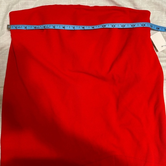 NWT! Tibi Bright Orange-Red Strapless Cocktail Dress w/ Asymmetrical Hem Sz 4 - Picture 10 of 10